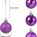 uxcell 24Pcs Purple 1.57 Inch Christmas Balls Ornaments Shatterproof Ornaments Hanging Balls for Xmas Trees, Wedding, Party Decorations