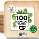 Koala love Palm Leaf Plates Bamboo Disposable Square 10 inch 100 Bulk Party Pack Elegant Sturdy Design Better Than Paper and Plastic Plate (KoalaLove -PLP-10IN-100-Plates)