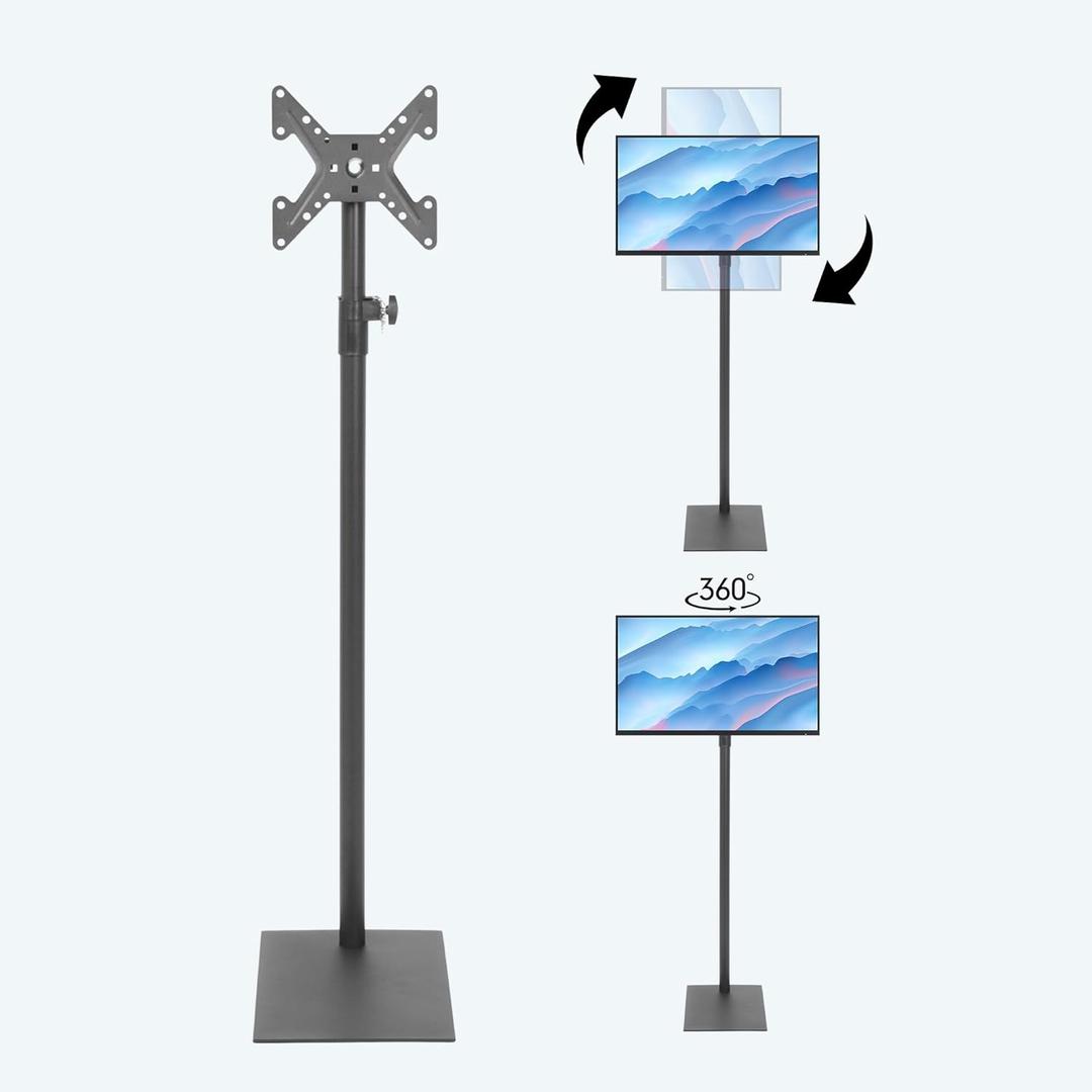 Baoz Universal Swivel Floor TV Stand with Mount 360 Degree Monitor Floor Stand for 14-43inch TV Tilting Free Standing TV Mount VESA Stand with 4 Level Height Adjustable for Bedroom Living Room Corner
