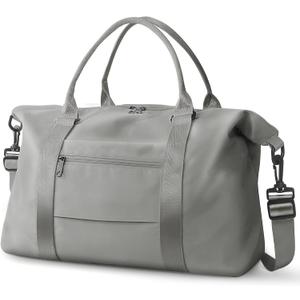 Travel Duffle Bag, Waterproof Weekender Bag Carry On Tote Bags for Women, Travel Essentials Sport Gym Bag for Men, Hospital Bag for Labor and Delivery, Overnight Bag Luggage Bag with Trolley Sleeve (Silver Gray)
