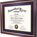 GMFrames 11x14 Wood Diploma Frame with Purple Mat or Display 14x17 Certificates without Mat,Tempered Glass,Cherry Finish with Gold Trim