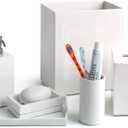 Lacquer Bath Wastebasket, 9.25''Wx10''H, White