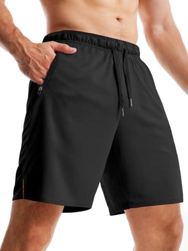 Aolesy Mens Workout Shorts 5"/7"/10" with Zipper Pockets Lightweight Athletic Shorts Linerless for Gym Running Basketball Size L