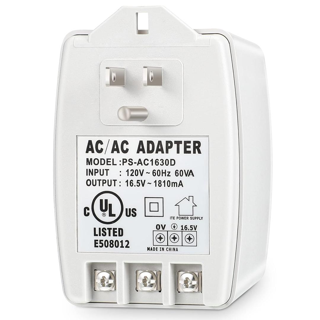 Feekoon 1 Pack 16V 30VA AC Plug in Ring Doorbell Transformer Compatible with Ring, Nest, Ecobee, 16 Volt Doorbell Transformer with PTC Fuse, UL Listed