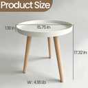 Side Table,Small Round End Coffee Table,Minimalist Tray Top,White, 1-Tier