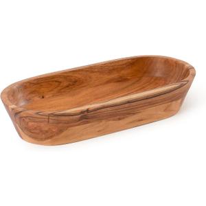 Wooden Dough Bowl – Handmade Decorative Bowls for Home Decor, Bathroom, Kitchen Counter & More - Acacia Wood Large Dough Bowl Fits Cosmetics, Keys & Other Knick Knacks – Great Boho Home Decorations, Regular