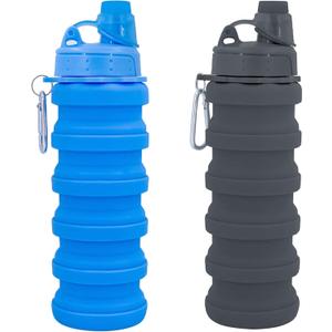 Collapsible Water Bottles Travel water bottle Sports Portable Sport Water Bottle Reusable Water Bottles comes with mountaineering Buckle 500ml silicone Water-proof camping water bottle