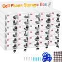 Cell Phone Locker Box 30 Slots Acrylic Cell Phone Storage Cabinet Wall-Mounted Cell Phone Lock Box Organizer for Factory School Office with Door Locks & Keys