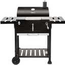 Royal Gourmet CD1824EN 24-Inch Movable Charcoal Grill with Foldable Side Tables, Outdoor Barbecue Grill with 490 Sq. In. Cooking Area for Outdoor Picnic and Camping Grilling, Black