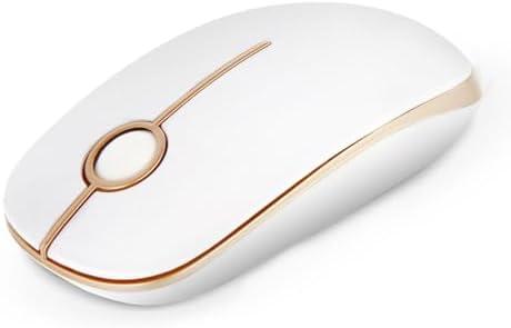 Unipows Wireless Mouse - 2.4G Slim Portable Computer Mouse with Nano Receiver, Less Noise Mobile Optical Mice for Notebook, PC, Laptop, Computer, Mac (White Gold)