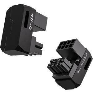 EZDIY-FAB Shield Series 8-Pin PCIe GPU Power Adapter,180-Degree U-Turn Angled Connector, Aluminum Design for Graphics Cards  Reverse Type,Black-2 Pack