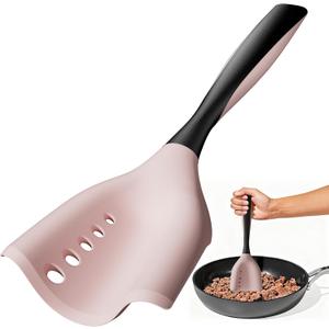 Meat Chopper Spatula Ground Beef Masher- Heat Resistant Hamburger Smasher Tool, Non Stick Ground Chopper Hamburger Grinder, Mix and Chop Potato Masher Kitchen Utensil-Pink (1 Pack-Pink)