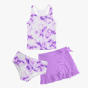 Girls Swimsuits 3 Piece Tankini Bathing Suit Set Cute Bikini Swimwear with Cover Ups Beach Skirt 12 Years