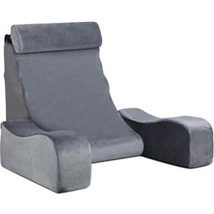 SofGlowly Reading Pillow for Sitting in Bed Adult, Back Support Pillow for Bed Sitting up with Arm Rest,Bed Rest Pillows for Watching TV/Reading/Gaming/Resting in Beds, Couch or Floor, Medium 19" Gray