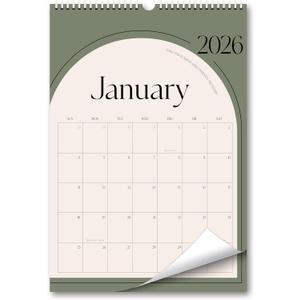 Aesthetic Wall Calendar 2026, 18 Monthly Vertical Calendar January 2026 to June 2027, 15" x 10" Modern Wall Hanging Calendar for School, Home, Office for Monthly Organizing & Planning (Green Vertical)
