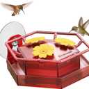 Birdream Window Hummingbird Feeders for Outdoors, Hummingbird Feeder with Strong Suction Cups, Built-in Ant Moat, Easy to Clean & Refill, 4.4oz, Red