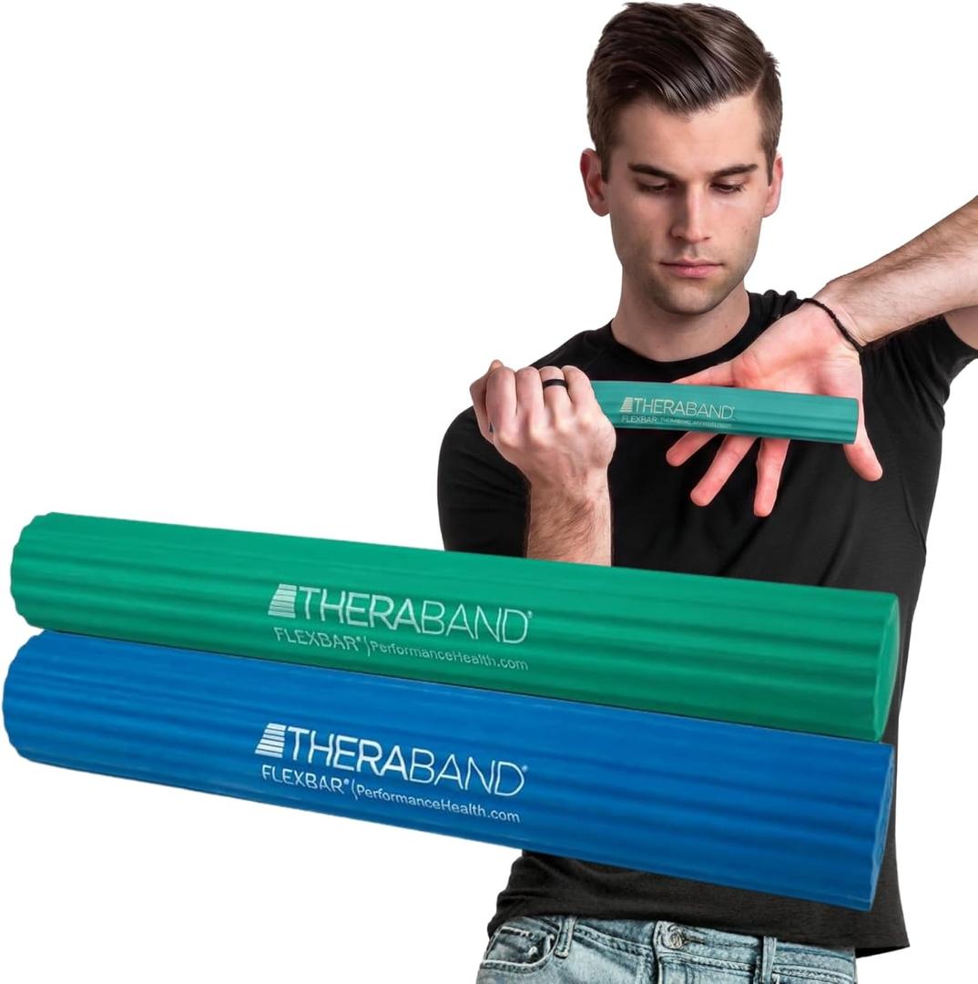 THERABAND FlexBar, Resistance Bars for Tennis Elbow & Grip Strength, Color-Coded Therapy Bars for Tendonitis & Golfers Elbow