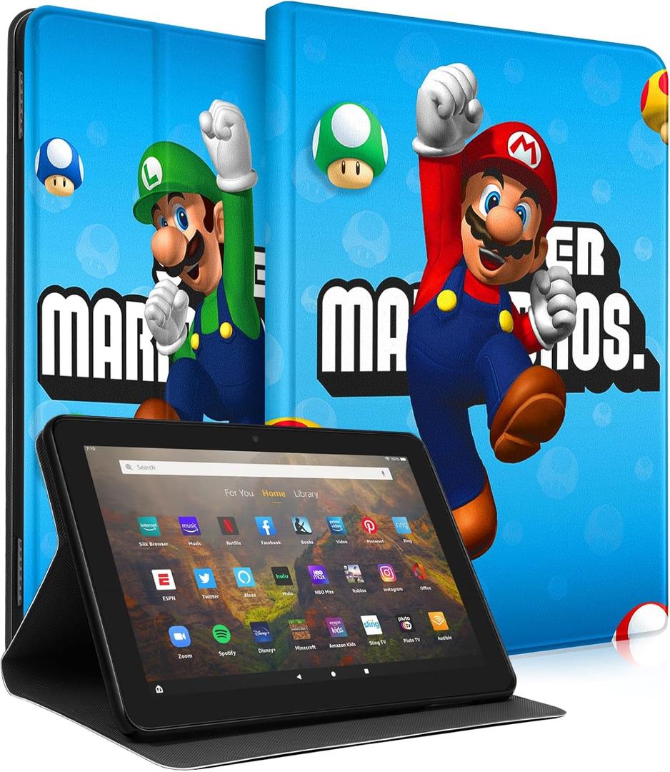 Trendy Fun Case for Amazon Fire HD 10 (11th 2021,13th 2023)/ HD 10 Plus 2021 10.1" Cute Cartoon Kawaii Smart Covers for Boys Girls Kids Teens Cool Design Stand Folio for Fire 10.1 inch,Blue Maro