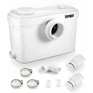 TOPWAY 900W Macerator Pump, 2800GPH Macerating Toilet System with 3 Inlets, Sewage Pump for Basement Upflush System Kitchen, Sink, Shower, Bathtub, Laundry Waste Water Disposal