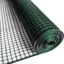 PotatoLife Plastic Hardware Mesh Netting, Garden Netting, Temporary Fence, Tree Guards, Safety Net for Balcony, Deck, Stair Railing, Animal Barrier, Poultry, Deer, with 50 Zip Ties, 4' x 50', Green
