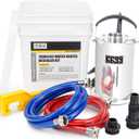 Tankless Water Heater Flushing Kit Includes 1/4HP Stainless Steel Sump Pump with Two Adapters & 3 Gallons Pail with Bucket Lid Opener & Two 1/2” Dia X 6’ Hoses with Washers