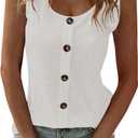 Verdusa Women's Button Down Tank Tops Casual Summer Tops Streetwear (White, M)
