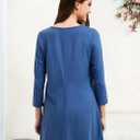 ENMAIN Tunic Tops for Women 3/4 Sleeve Plus Size Women's Tunics Loose Fit Floral Swing Flare Ladies Blouse for Leggings (Blue, M)