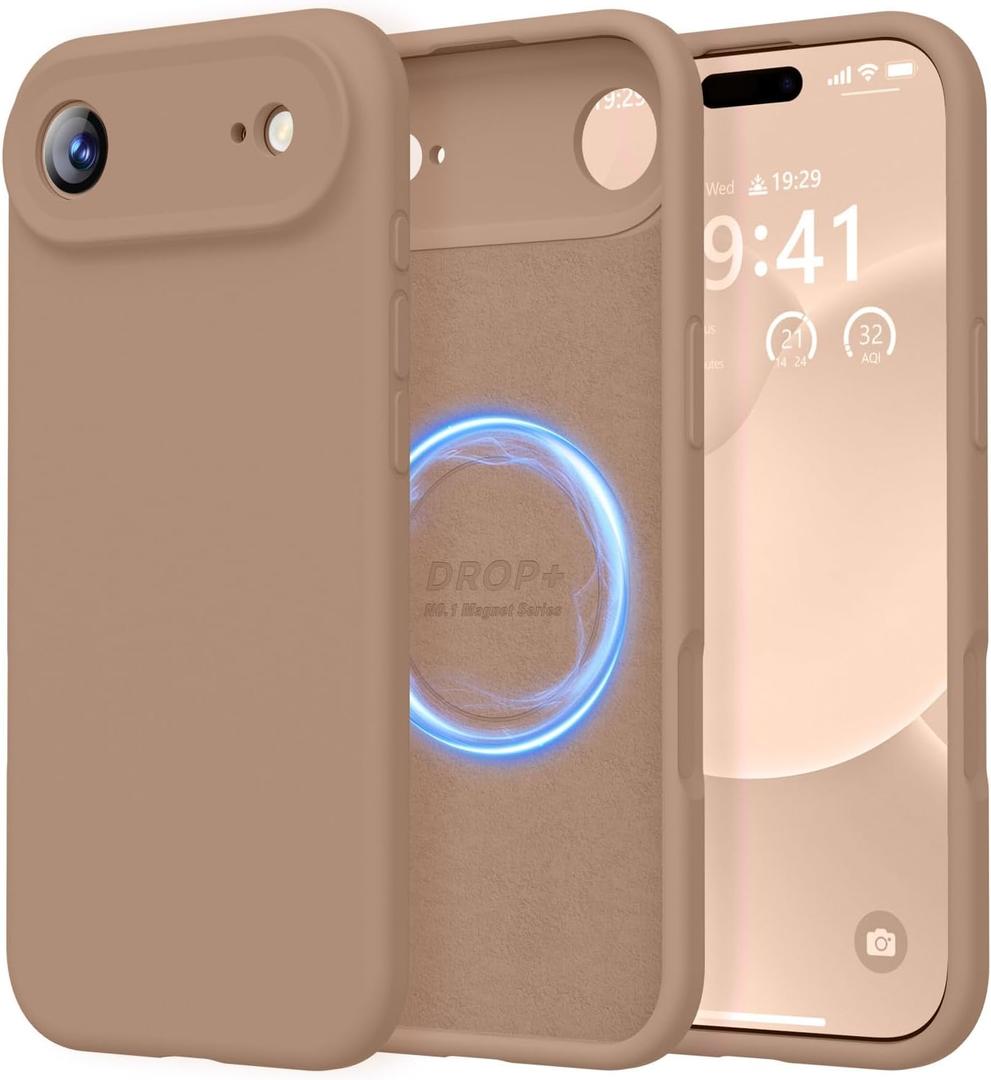 LOVE 3000 Designed for iPhone Air Case, Premium Silicone [Compatible with Magsafe][Soft Anti-Scratch Microfiber Lining] Shockproof Protective Phone Case for Men Women 6.5", Light Brown