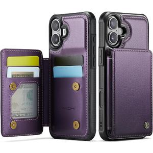 Vinich for iPhone 17 Wallet Case with Card Holder, RFID Blocking Credit Slots Kickstand Shockproof Phone Cover Fit for iPhone 17 6.3" Purple