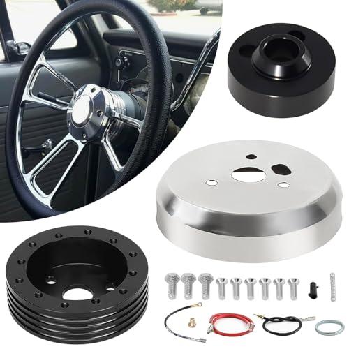 5 & 6 Hole Steering Wheel Hub Adapter Comapatible with GMC Chevy Pontiac Cadillac Truck Pickup (Black)