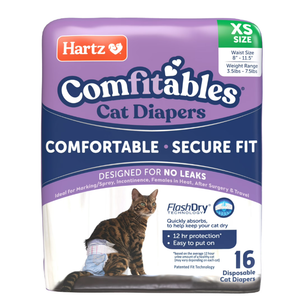 Hartz Comfitables Cat Diapers, Size XS 16 Count, Comfortable & Secure Fit, Easy to Put On