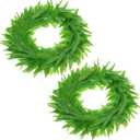 2 x WILLBOND Fern Leaf Headband, 2 Pieces Hawaiian Tropical Leis Headband, Toga Headwear for Girls Women Party Supplies, Plastic, Green, 18.5 cm/ 7.3 inches in Diameter, Handmade, for Hair Decoration