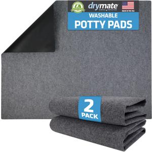 Drymate 2-Pack Washable Pee Pads for Dogs (29x36), Waterproof, Absorbent, Slip-Resistant, Reusable Pet Training Potty Puppy Mats, Housebreaking, Incontinence Bed Pads, Crate, Kennel (USA Made) (Light Grey)
