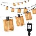 Decorative Plug in String Lights Outdoor Rattan Lamps, 20.5FT 10 LED G40 Bulb Waterproof Hanging Lantern for Patio, Yard, Deck, Garden - Indoor/Outdoor Use (16.4FT)