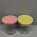 Ninja Creami Deluxe Pints 2 Pack, Compatible with NC500 Series Creami Deluxe Ice Cream Makers, Genuine Ninja Pint, BPA-Free & Dishwasher Safe, Color Lids, 1 Pint Each, Clear/Coral/Yellow, XSKPNTLD2​