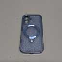 360° Spin CD Stand for iPhone 17 Case Compatible with Magsafe Ring [Never Yellow][DIY Glitter Cardstock] Camera Protection Plating Clear Cute Phone Case for Women Girls 6.3'', Mist Blue