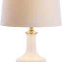 JONATHAN Y JYL3019B Gradient 25" Ceramic/Brass LED Table Lamp Contemporary Traditional Bedside Desk Nightstand Lamp for Bedroom Living Room Office College Bookcase LED Bulb Included, White/Grey
