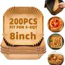 Air Fryer Liners Disposable,200Pcs Parchment Paper,LYHOLKEER 8IN Disposable Air Fryer Paper Liners for 5-8QT Air Fryer, Non-Stick, Square Liners Free of Bleach