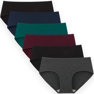 INNERSY Womens Underwear Cotton Hipster Panties Regular & Plus Size 6-Pack (X-Large, Dark Vintage)