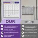 Monthly Magnetic Calendar for Refrigerator - 17"x17" Dry Erase Board, Large Writing Space, 8 Markers & Eraser - Family Schedule Planner, Stain-Resistant with Strong Magnets (Sunday Start) (Purple)