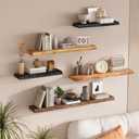 SAUMONIERES Live Edge Floating Shelves for Bedroom Living Room Wall Mounted Storage Long Natural Elm Wood Shelf Large Heavy Duty 8 Inch Deep, 24 inch Set of 2 Narutal Floating Shelves
