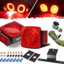 Partsam Led Submersible Trailer Tail Lights Kit, Waterproof 12V Square LED Trailer Lights Halo Glow with Wiring Harness Combination Brake Stop Turn Running License Lights for RV Marine Boat Trailer