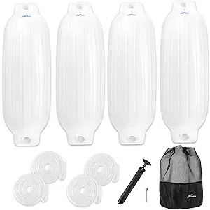 Affordura Boat Fender 4 Pack Boat Bumpers Fenders with 4 Ropes, Boat Bumpers for Pontoon Boat Fenders Inflatable