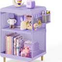 Kids Nightstand,Kids Bedside Table,Teen Girls Night Stand,Toddler Night Stand,End Table for Girls Room Storage,Purple Nightstand