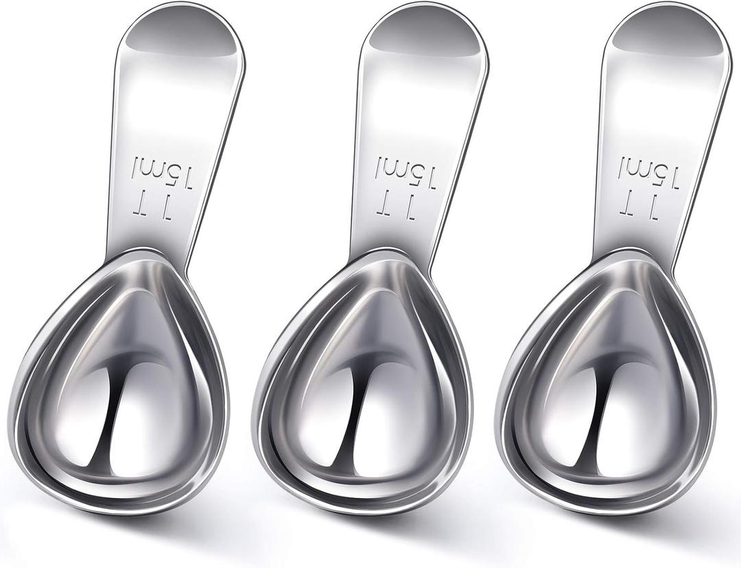 Patelai 3 Pieces Coffee Scoop Tablespoon Measuring Spoons Stainless Steel Coffee Scoops Short Handle Tablespoon for Tea Sugar Kitchen Gifts(15 ml,Silver)