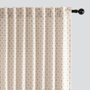 MIULEE Decorative Back Tab Linen Curtains with Geometric Pattern for Living Room Bedroom Farmhouse Rustic Thick Woven Textured Patterned Mudcloth Drapes 84 Inches Long 2 Panels Set, Beige
