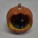 Halloween Pumpkin Lantern Decorations Indoor Decor 6 inch, 360 Rotating Witches with Spooky Music & Colorful Lights, Halloween Village Battery Operated Light Up Animated Table Decor Party Gifts