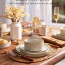 Famiware Star Dinnerware Set with Pasta Bowls, Service for 4 (16pcs), Ribbed Stoneware Plates and Double Bowls Dishes Sets - Chip & Scratch Resistant, Microwave & Dishwasher Safe, Cappuccino White