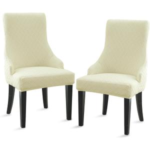 Liykimt Stretch Wingback Side Chair Slipcover-Accent Chair Cover Slipcover with Arm,Washable Upholstered Arm Dining Chair with Nailed Trim Protector for Dining Living Room (Rhombus Beige)