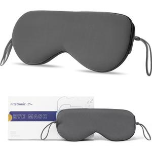 Sleep Eye Mask for Men Women, Updated Design Light Blocking Soft and Comfortable Night Eye Mask, Eye Sleep Shade Cover, Blocks Light Reduces Puffy Eyes Gifts, Eye Blinder for Sleeping (Gray)